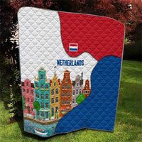 Netherlands Amsterdam Quilt with Colorful Canal Houses and National Flag Design - Wonder Print Shop