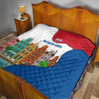 Netherlands Amsterdam Quilt with Colorful Canal Houses and National Flag Design - Wonder Print Shop
