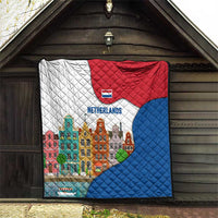 Netherlands Amsterdam Quilt with Colorful Canal Houses and National Flag Design - Wonder Print Shop