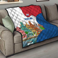 Netherlands Amsterdam Quilt with Colorful Canal Houses and National Flag Design - Wonder Print Shop