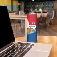 Netherlands Amsterdam Skinny Tumbler with Colorful Canal Houses and National Flag Design - Wonder Print Shop