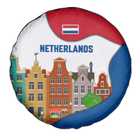Netherlands Amsterdam Spare Tire Cover with Colorful Canal Houses and National Flag Design - Wonder Print Shop