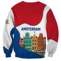 Netherlands Amsterdam Sweatshirt with Colorful Canal Houses and National Flag Design - Wonder Print Shop