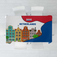 Netherlands Amsterdam Tablecloth with Colorful Canal Houses and National Flag Design - Wonder Print Shop