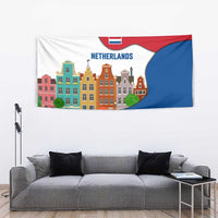 Netherlands Amsterdam Tapestry with Colorful Canal Houses and National Flag Design - Wonder Print Shop