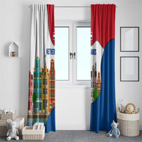 Netherlands Amsterdam Window Curtain with Colorful Canal Houses and National Flag Design - Wonder Print Shop