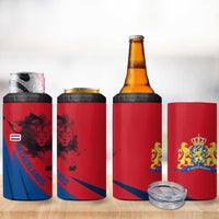 Netherlands 4 in 1 Can Cooler Tumbler with Lion Graphic and Dutch Flag in Red and Blue Design - Wonder Print Shop