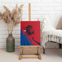 Netherlands Canvas Wall Art with Lion Graphic and Dutch Flag in Red and Blue Design - Wonder Print Shop