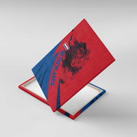 Netherlands Canvas Wall Art with Lion Graphic and Dutch Flag in Red and Blue Design - Wonder Print Shop