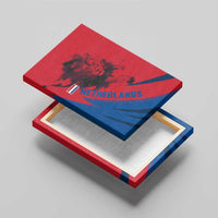 Netherlands Canvas Wall Art with Lion Graphic and Dutch Flag in Red and Blue Design - Wonder Print Shop
