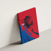 Netherlands Canvas Wall Art with Lion Graphic and Dutch Flag in Red and Blue Design - Wonder Print Shop