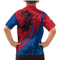 Netherlands Family Matching Mermaid Dress and Hawaiian Shirt with Lion Graphic and Dutch Flag in Red and Blue Design - Wonder Print Shop