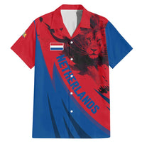 Netherlands Family Matching Mermaid Dress and Hawaiian Shirt with Lion Graphic and Dutch Flag in Red and Blue Design - Wonder Print Shop