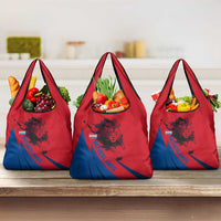 Netherlands Grocery Bag with Lion Graphic and Dutch Flag in Red and Blue Design - Wonder Print Shop