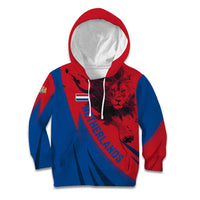Netherlands Kid Hoodie with Lion Graphic and Dutch Flag in Red and Blue Design - Wonder Print Shop