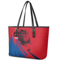 Netherlands Leather Tote Bag with Lion Graphic and Dutch Flag in Red and Blue Design - Wonder Print Shop