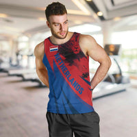 Netherlands Men Tank Top with Lion Graphic and Dutch Flag in Red and Blue Design - Wonder Print Shop