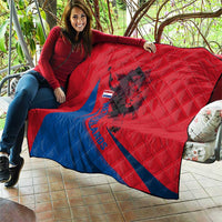 Netherlands Quilt with Lion Graphic and Dutch Flag in Red and Blue Design - Wonder Print Shop