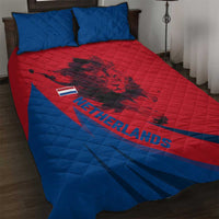 Netherlands Quilt Bed Set with Lion Graphic and Dutch Flag in Red and Blue Design - Wonder Print Shop