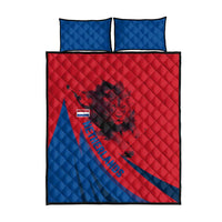 Netherlands Quilt Bed Set with Lion Graphic and Dutch Flag in Red and Blue Design - Wonder Print Shop