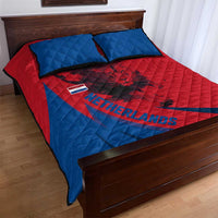 Netherlands Quilt Bed Set with Lion Graphic and Dutch Flag in Red and Blue Design - Wonder Print Shop