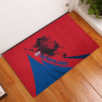 Netherlands Rubber Doormat with Lion Graphic and Dutch Flag in Red and Blue Design - Wonder Print Shop