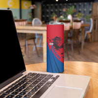 Netherlands Skinny Tumbler with Lion Graphic and Dutch Flag in Red and Blue Design - Wonder Print Shop