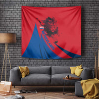 Netherlands Tapestry with Lion Graphic and Dutch Flag in Red and Blue Design - Wonder Print Shop