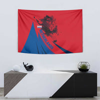 Netherlands Tapestry with Lion Graphic and Dutch Flag in Red and Blue Design - Wonder Print Shop