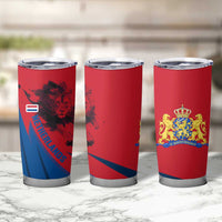 Netherlands Tumbler Cup with Lion Graphic and Dutch Flag in Red and Blue Design - Wonder Print Shop