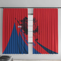 Netherlands Window Curtain with Lion Graphic and Dutch Flag in Red and Blue Design - Wonder Print Shop