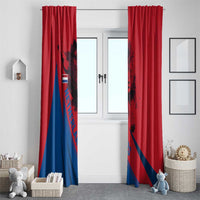 Netherlands Window Curtain with Lion Graphic and Dutch Flag in Red and Blue Design - Wonder Print Shop