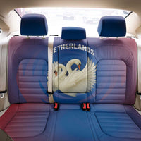 Netherlands Back Car Seat Cover with Swan Couple Graphic and Dutch Flag in Gradient Red and Blue Design - Wonder Print Shop