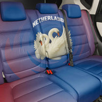 Netherlands Back Car Seat Cover with Swan Couple Graphic and Dutch Flag in Gradient Red and Blue Design - Wonder Print Shop