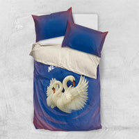 Netherlands Bedding Set with Swan Couple Graphic and Dutch Flag in Gradient Red and Blue Design - Wonder Print Shop