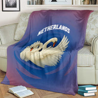 Netherlands Blanket with Swan Couple Graphic and Dutch Flag in Gradient Red and Blue Design - Wonder Print Shop