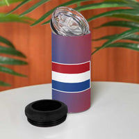 Netherlands 4 in 1 Can Cooler Tumbler with Swan Couple Graphic and Dutch Flag in Gradient Red and Blue Design - Wonder Print Shop
