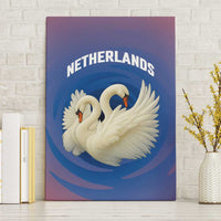 Netherlands Canvas Wall Art with Swan Couple Graphic and Dutch Flag in Gradient Red and Blue Design - Wonder Print Shop