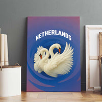 Netherlands Canvas Wall Art with Swan Couple Graphic and Dutch Flag in Gradient Red and Blue Design - Wonder Print Shop