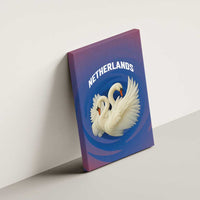 Netherlands Canvas Wall Art with Swan Couple Graphic and Dutch Flag in Gradient Red and Blue Design - Wonder Print Shop