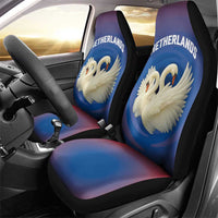 Netherlands Car Seat Cover with Swan Couple Graphic and Dutch Flag in Gradient Red and Blue Design - Wonder Print Shop
