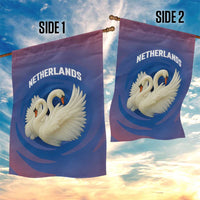 Netherlands Garden Flag with Swan Couple Graphic and Dutch Flag in Gradient Red and Blue Design - Wonder Print Shop