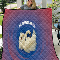 Netherlands Quilt with Swan Couple Graphic and Dutch Flag in Gradient Red and Blue Design - Wonder Print Shop