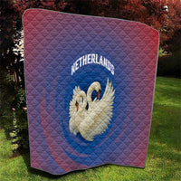 Netherlands Quilt with Swan Couple Graphic and Dutch Flag in Gradient Red and Blue Design - Wonder Print Shop