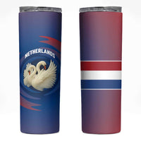 Netherlands Skinny Tumbler with Swan Couple Graphic and Dutch Flag in Gradient Red and Blue Design - Wonder Print Shop