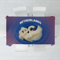 Netherlands Tablecloth with Swan Couple Graphic and Dutch Flag in Gradient Red and Blue Design - Wonder Print Shop