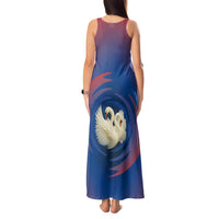 Netherlands Tank Maxi Dress with Swan Couple Graphic and Dutch Flag in Gradient Red and Blue Design - Wonder Print Shop