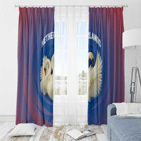 Netherlands Window Curtain with Swan Couple Graphic and Dutch Flag in Gradient Red and Blue Design - Wonder Print Shop