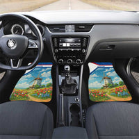 Netherlands Car Mats Dutch Windmill and Tulip Field Landscape in National Flag Colors - Wonder Print Shop