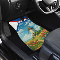 Netherlands Car Mats Dutch Windmill and Tulip Field Landscape in National Flag Colors - Wonder Print Shop